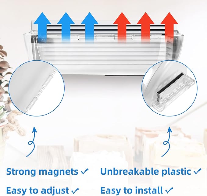 2 Pack Adjustable Air Vent Deflector, 9”-15” Transparent Deflector for Ceiling Registers, Floor, Sidewall (2), alternate