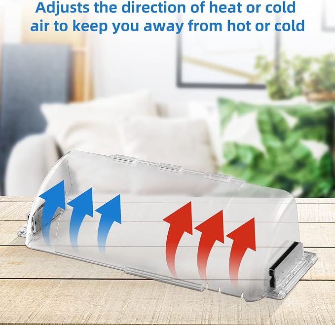 2 Pack Adjustable Air Vent Deflector, 9”-15” Transparent Deflector for Ceiling Registers, Floor, Sidewall (2), alternate