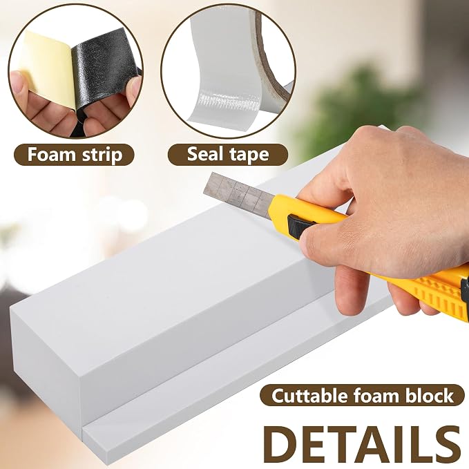 2 Pack Air Conditioner Foam Block, Window AC Side Foam Block Kit with Foam Strip and Tape, Insulated Foam Panel for U-Shaped