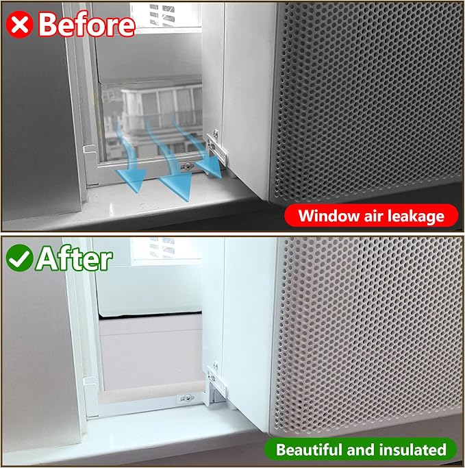 2 Pack Air Conditioner Foam Block, Window AC Side Foam Block Kit with Foam Strip and Tape, Insulated Foam Panel for U-Shaped