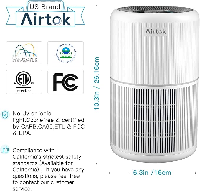 2 Pack Air Purifier for Home Bedroom with H13 True HEPA Filter for Smoke, Smokers, Dust, Odors, Pollen, Pet Dander | Quiet