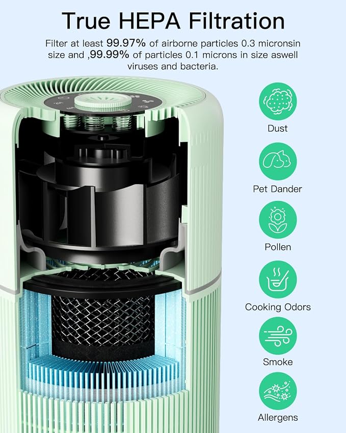 2 Pack Air Purifier for Home Bedroom with H13 True HEPA Filter for Smoke, Smokers, Dust, Odors, Pollen, alternate product