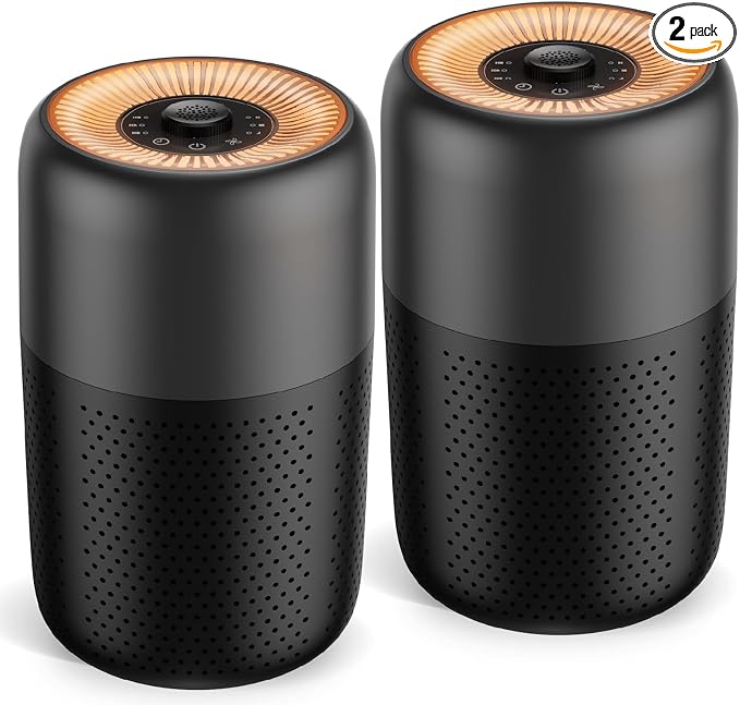 2 Pack Air Purifiers for Bedroom Home with Aromatherapy Function,Small Air Purifier with Nightlight Speed Control,24dB Low