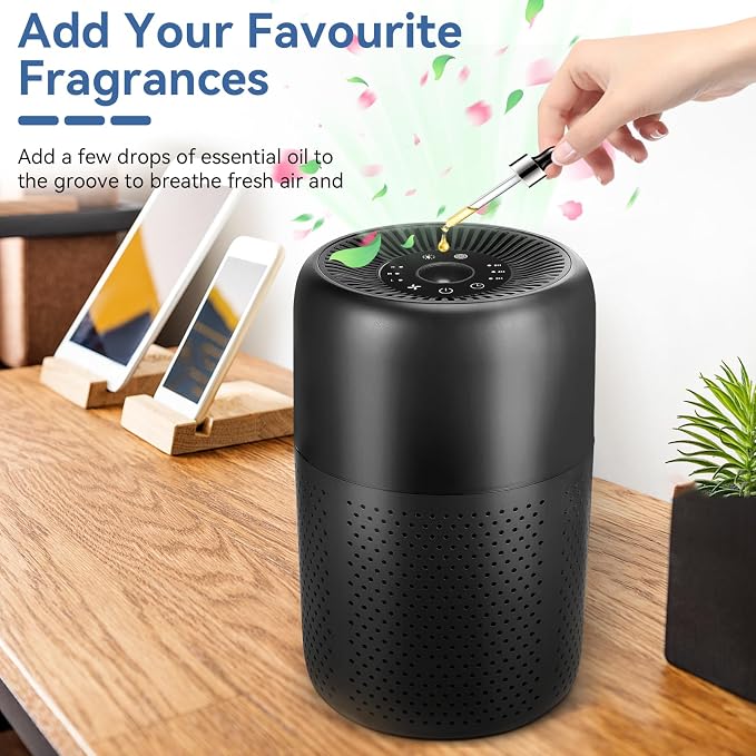 2 Pack Air Purifiers for Bedroom Home with Aromatherapy Function,Small Air Purifier with Nightlight Speed Control,24dB Low