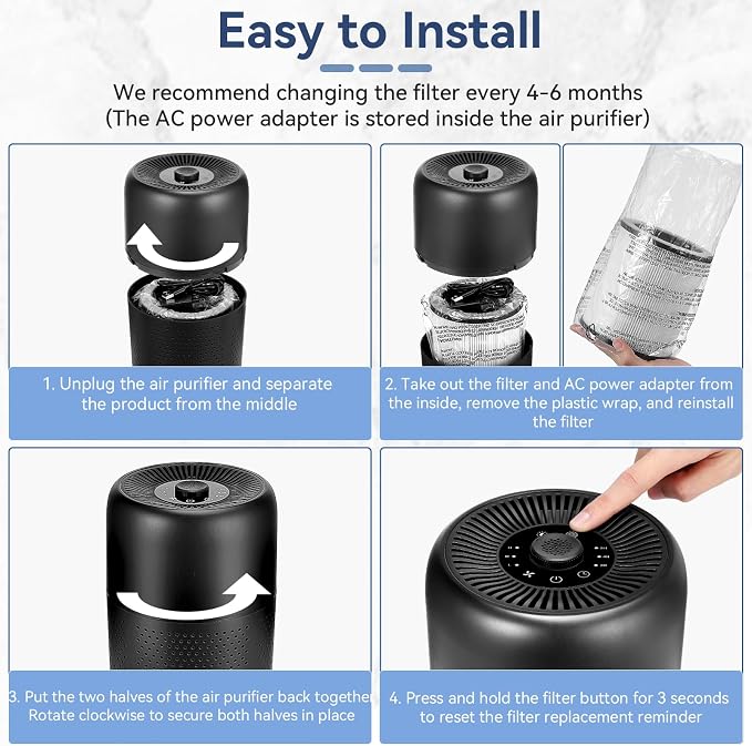 2 Pack Air Purifiers for Bedroom Home with Aromatherapy Function,Small Air Purifier with Nightlight Speed Control,24dB Low