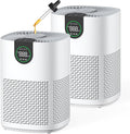 2 Pack Air Purifiers for Home, Air Purifiers for Bedroom Large Room up to 1200 sq.ft with H13 HEPA Washable Filter