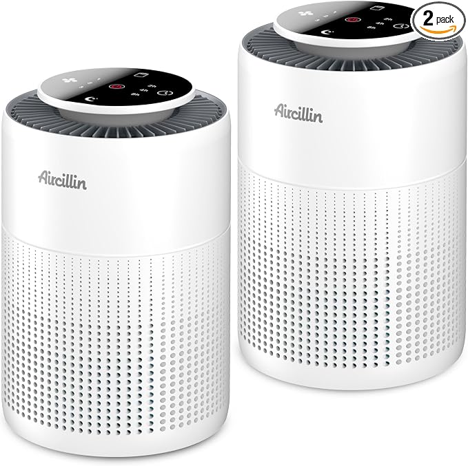 2 Pack Air Purifiers for Home Bedroom H13 True HEPA Air Filter Cleaner, Odor Eliminator, Remove Smoke Dust Pollen Pet Dander