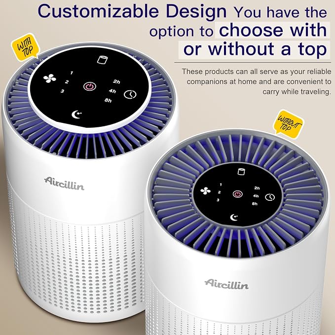 2 Pack Air Purifiers for Home Bedroom H13 True HEPA Air Filter Cleaner, Odor Eliminator, Remove Smoke Dust Pollen Pet Dander