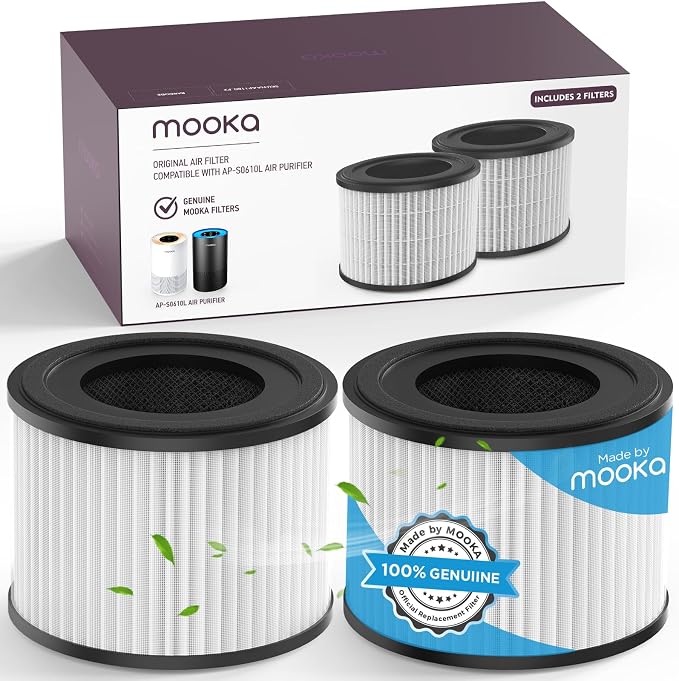 2 Pack AP-S0610L Air Purifier Filter, 3-in-1 True HEPA Filter, High-Efficiency Activated Carbon Air Filter for Smoke, Odor