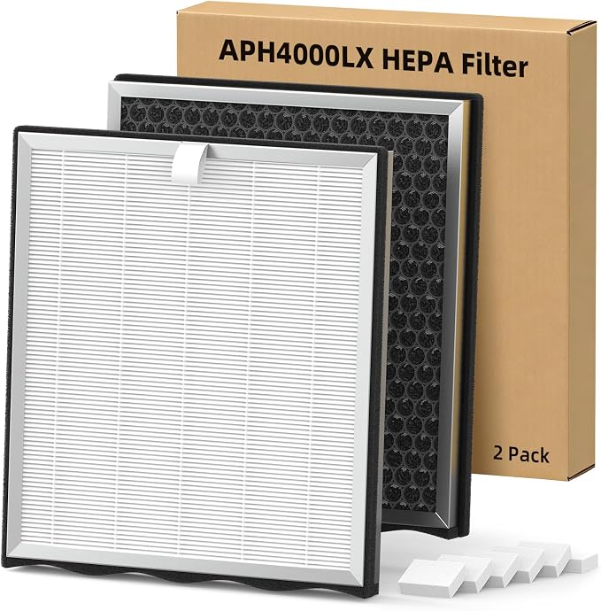 2 Pack APH4000 Replacement Filter Compatible with APH4000 Air Purifier, H13 HEPA and Activated Carbon Filter, Part #