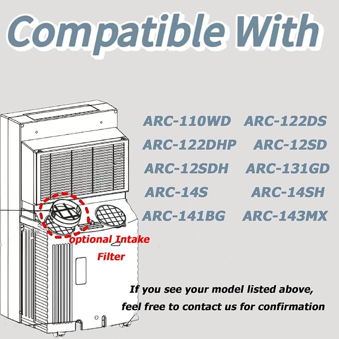 2 Pack ARC-IHF 5 inch Diameter Intake Hose Washable Pre-Filter Fits for Portable Air Conditioner ARC-14S,ARC-110WD