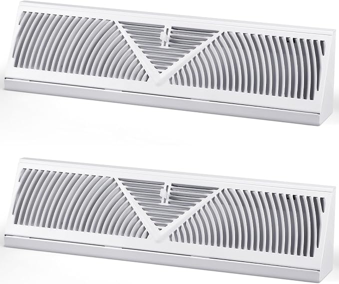 2 Pack Baseboard Register Vent 24 Inch Duct Opening Size Vent Covers for Home Floor Diffuser Wall Corner