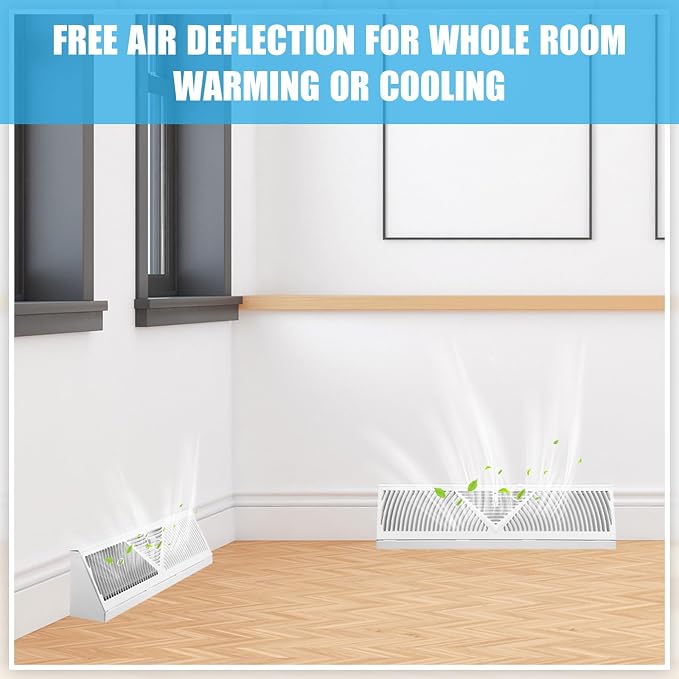 2 Pack Baseboard Register Vent 24 Inch Duct Opening Size Vent Covers for Home Floor Diffuser Wall Corner, alternate view 5