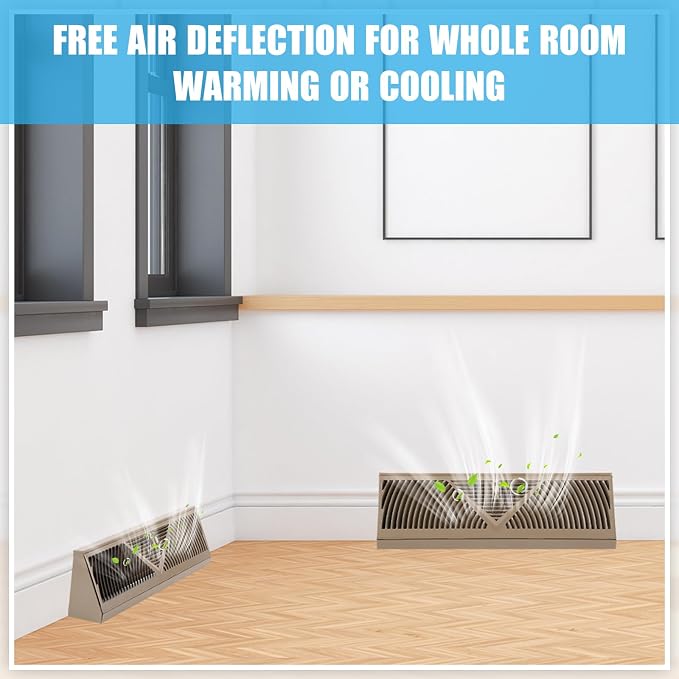 2 Pack Baseboard Register Vent 24 Inch Duct Opening Size Vent Covers for Home Floor Diffuser Wall Corner, alternate view 6