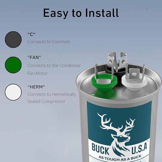 2 Pack Buck 80+5uF 80/5 MFD ±6% CBB65B Dual Run Round Start Capacitor - Ideal for HVAC Systems, Air Conditioner, alternate
