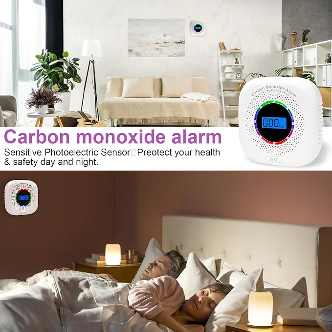 2 Pack Carbon Monoxide Detectors, Portable Carbon Monoxide Alarms for Travel, Replaceable Battery Powered CO, alternate view