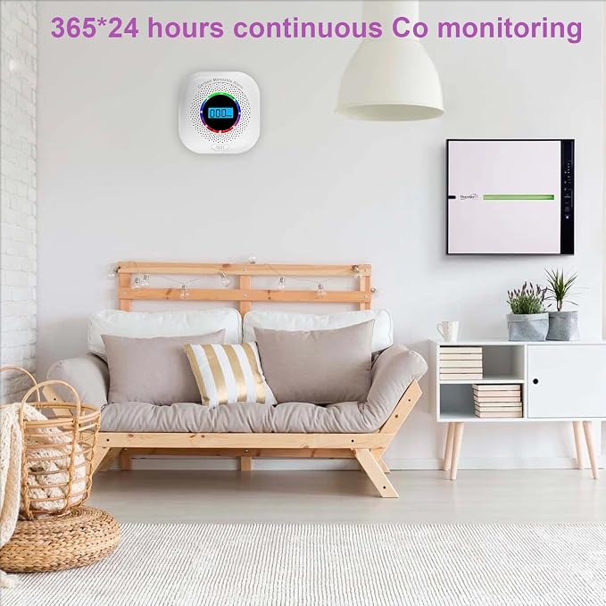 2 Pack Carbon Monoxide Detectors, Portable Carbon Monoxide Alarms for Travel, Replaceable Battery Powered CO, alternate view