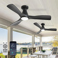 2 Pack Ceiling Fans with Lights: 42-Inch Black Flush Mount Low Profile Ceiling Fan for Bedroom Living Room - 3 Blades