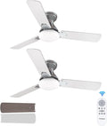 2 Pack Ceiling Fans with Lights, 42 inch Low Profile Ceiling fan with Light and Remote Control, Flush Mount