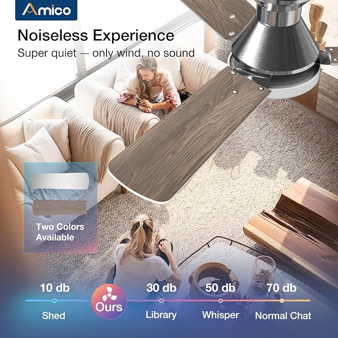 2 Pack Ceiling Fans with Lights, 42 inch Low Profile Ceiling fan with Light and Remote Control, Flush Mount, alternate view 4