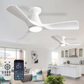 2 Pack Ceiling Fans with Lights: 42-Inch White Flush Mount Low Profile Ceiling Fan for Bedroom Living Room - 3