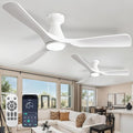 2 Pack Ceiling Fans with Lights: 52-Inch White Flush Mount Low Profile Ceiling Fan for Bedroom Living Room - 3 Blades