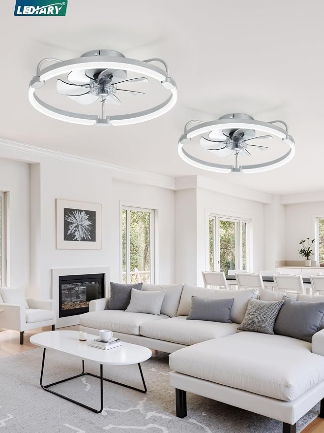 2 Pack Ceiling Fans with Lights and Remote, 20'' Low Profile Ceiling Fan with Light, 3000-6000K Dimmable, alternate view 8