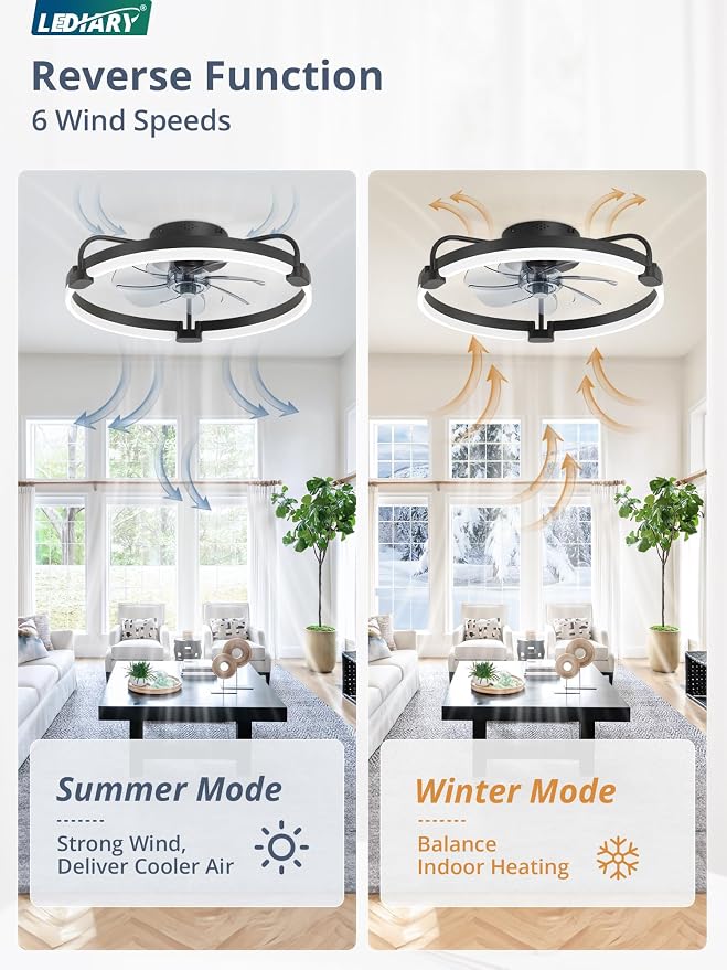 2 Pack Ceiling Fans with Lights and Remote, 20'' Low Profile Ceiling Fan with Light, 3000-6000K Dimmable, alternate view 4