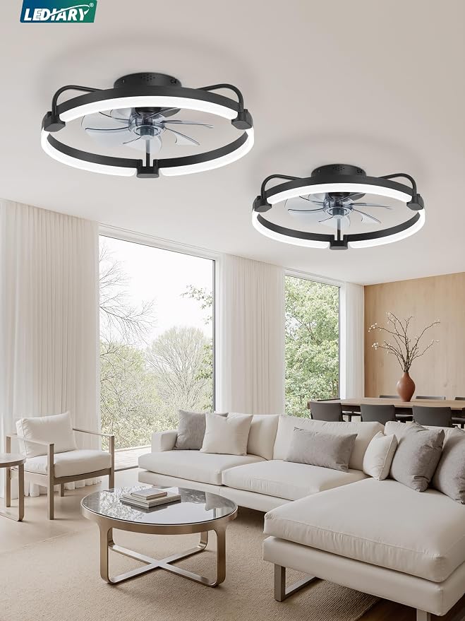 2 Pack Ceiling Fans with Lights and Remote, 20'' Low Profile Ceiling Fan with Light, 3000-6000K Dimmable, alternate view 8