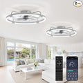 2 Pack Ceiling Fans with Lights and Remote, 24'' Low Profile Ceiling Fan with Light, 3000-6000K Dimmable Fandelier LED Fan