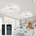 2 Pack Ceiling Fans with Lights and Remote, 24'' Low Profile Ceiling Fan with Light, 3000-6000K Dimmable