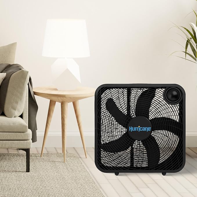 2 Pack Classic Floor Mount Box Fan w/ 3 Quiet Speeds, Black, 20" - Corded Air Cooling Unit w/Powerful 2400 CFM Airflow for