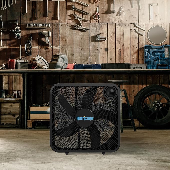 2 Pack Classic Floor Mount Box Fan w/ 3 Quiet Speeds, Black, 20" - Corded Air Cooling Unit w/Powerful 2400 CFM Airflow for