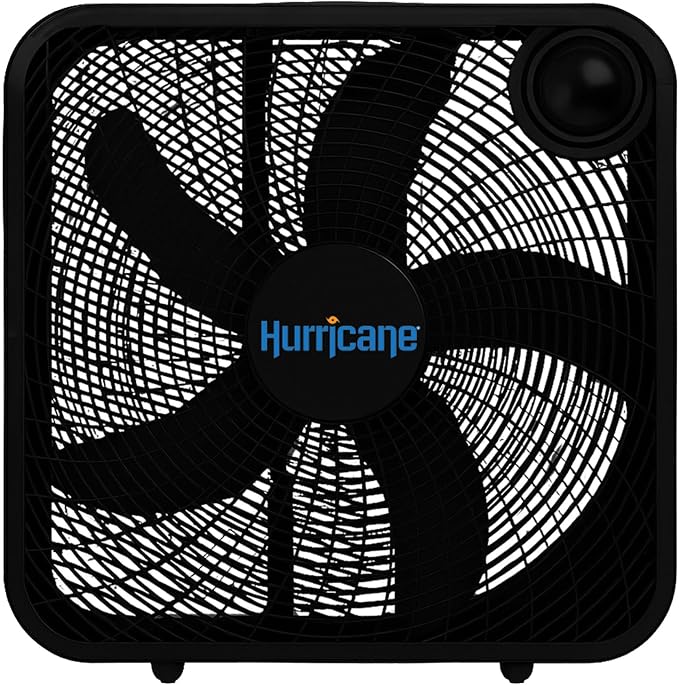 2 Pack Classic Floor Mount Box Fan w/ 3 Quiet Speeds, Black, 20" - Corded Air Cooling Unit w/Powerful 2400 CFM Airflow for