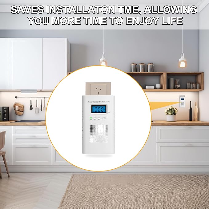 2 Pack Combination Gas & Carbon Monoxide Detectors - Plug in CO Alarm & Natural Gas Detector with Digital, alternate view 4