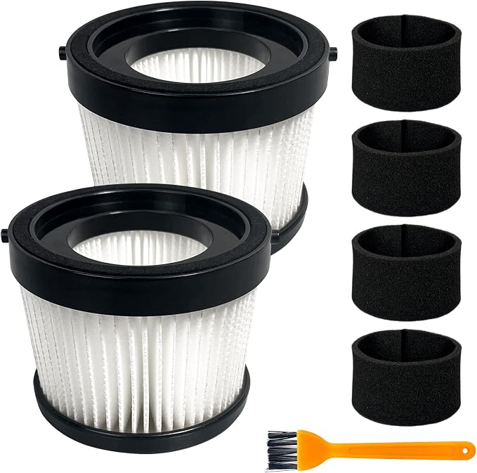 2 Pack DCV5011H HEPA Filter Compatible with DCV501HB Cordless Handheld Vacuum, with 4 Foam Sleeve Filters & 1 Brush
