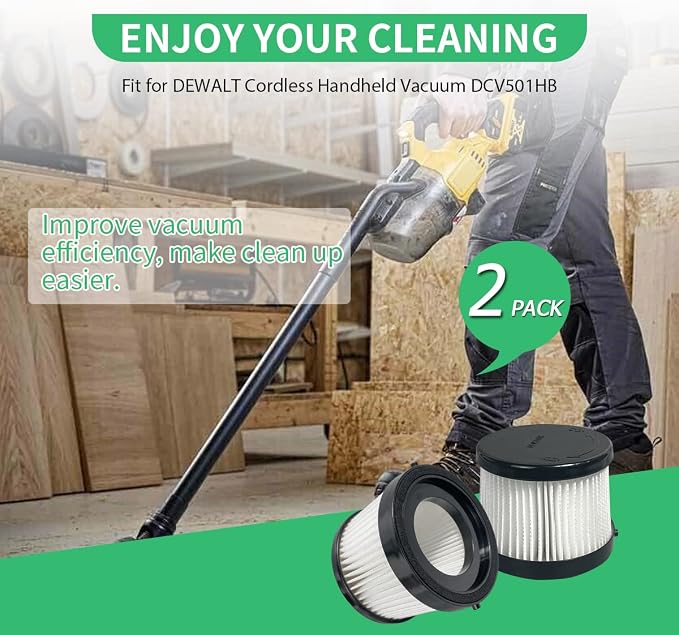 2 Pack DCV5011H HEPA Filter Compatible with DCV501HB Cordless Handheld Vacuum, with 4 Foam Sleeve Filters & 1 Brush