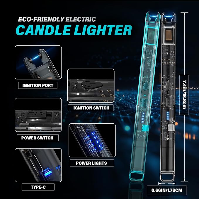 ® 2 Pack Electric Candle Lighters - 7.4 inch Long USB Rechargeable Plasma Arc Lighter Windproof Flameless Lighter for