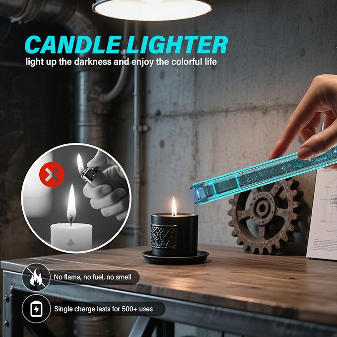 ® 2 Pack Electric Candle Lighters - 7.4 inch Long USB Rechargeable Plasma Arc Lighter Windproof Flameless Lighter for