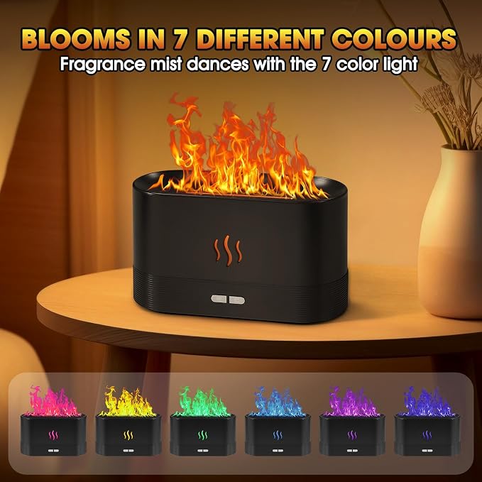 2 Pack Essential Oil Diffuser,Colorful Flame Air Aroma Diffuser Humidifier,Upgraded 7 Flame Colors Noiseless Essential Oil