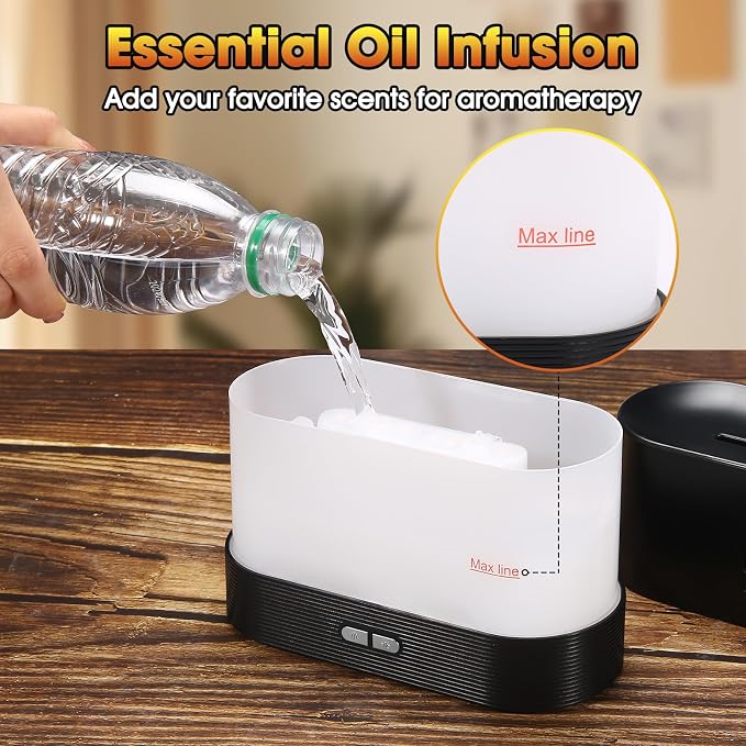 2 Pack Essential Oil Diffuser,Colorful Flame Air Aroma Diffuser Humidifier,Upgraded 7 Flame Colors Noiseless Essential Oil