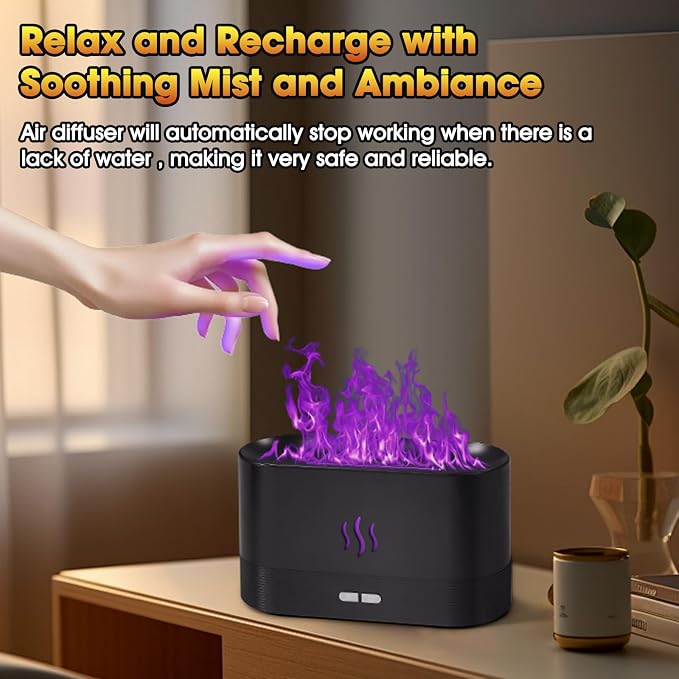 2 Pack Essential Oil Diffuser,Colorful Flame Air Aroma Diffuser Humidifier,Upgraded 7 Flame Colors Noiseless Essential Oil