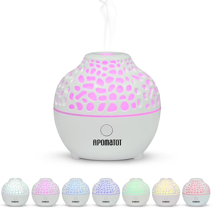 2 Pack Essential Oil Diffuser,Mini Portable Aromatherapy Diffusers,60ml Cool Mist Humidifier with USB 7 LED Light
