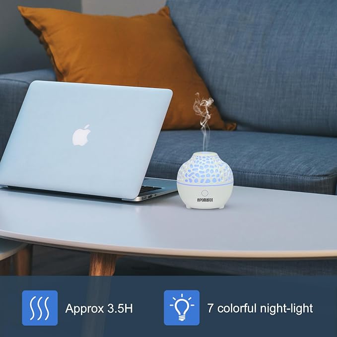 2 Pack Essential Oil Diffuser,Mini Portable Aromatherapy Diffusers,60ml Cool Mist Humidifier with USB 7 LED Light