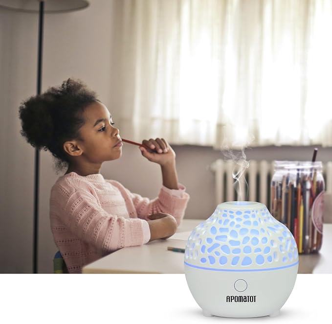 2 Pack Essential Oil Diffuser,Mini Portable Aromatherapy Diffusers,60ml Cool Mist Humidifier with USB 7 LED Light