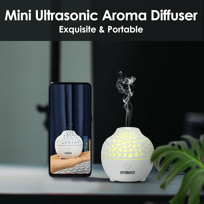 2 Pack Essential Oil Diffuser,Mini Portable Aromatherapy Diffusers,60ml Cool Mist Humidifier with USB 7 LED Light