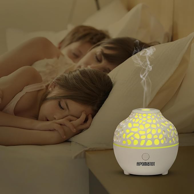 2 Pack Essential Oil Diffuser,Mini Portable Aromatherapy Diffusers,60ml Cool Mist Humidifier with USB 7 LED Light
