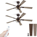 2 Pack Farmhouse 48 Inch Ceiling Fans with Lights, Industrial Caged Ceiling Fans for Bedroom Living Room, Double-Sided 5