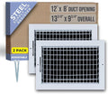 2 Pack] Fits 12x8 Duct Opening Steel Adjustable Air Supply Grille by | Register Vent Cover Grill for Sidewall and Ceiling |