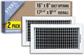 2 Pack] Fits 16x8 Duct Opening Steel Adjustable Air Supply Grille by | Register Vent Cover Grill for Sidewall and Ceiling |